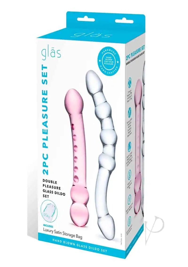 Glas 2 Pc Double Pleasure Glass Dildo Set - Image 3