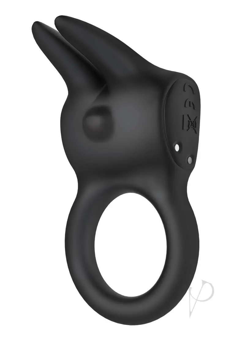 The Rabbit Love Ring Silicone Couples Ring USB Rechargeable Waterproof Black - Image 2