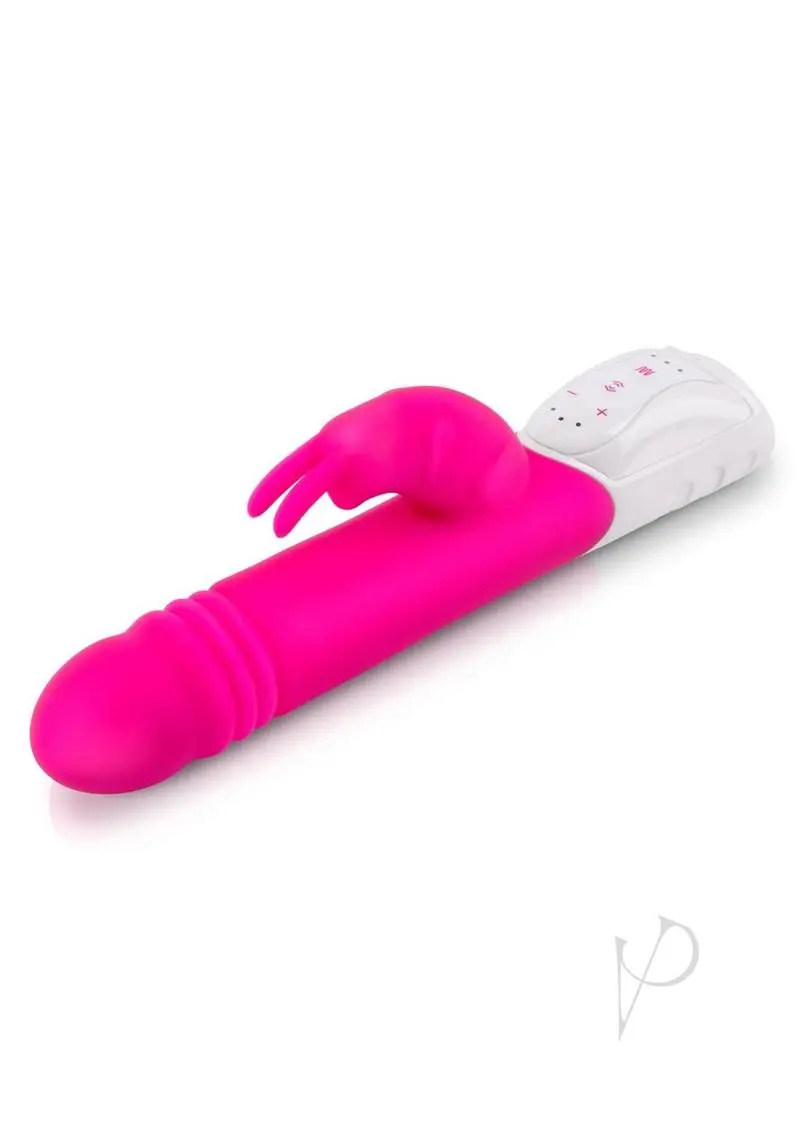 Rabbit Essentials Silicone Rechargeable G-Spot Thrusting Rabbit Vibrator - Hot Pink - Image 2
