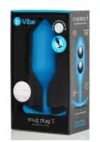 B-Vibe Snug Plug 5 Silicone Weighted Anal Plug - Blue - Image 1