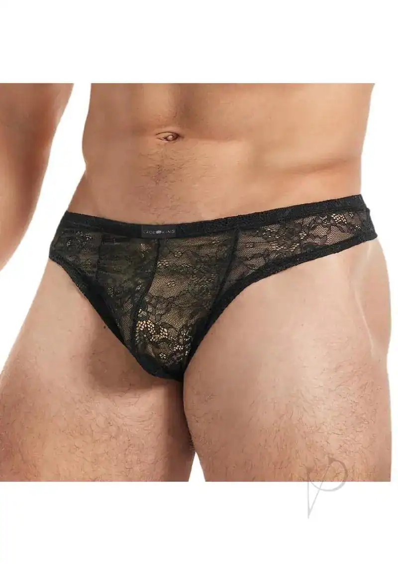 Lace King Lace Thong - Medium/Large - Black - Image 2