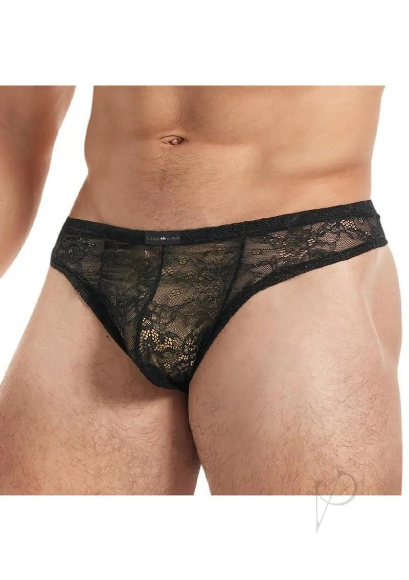 Lace King Lace Thong - Large/XLarge - Black - Image 2