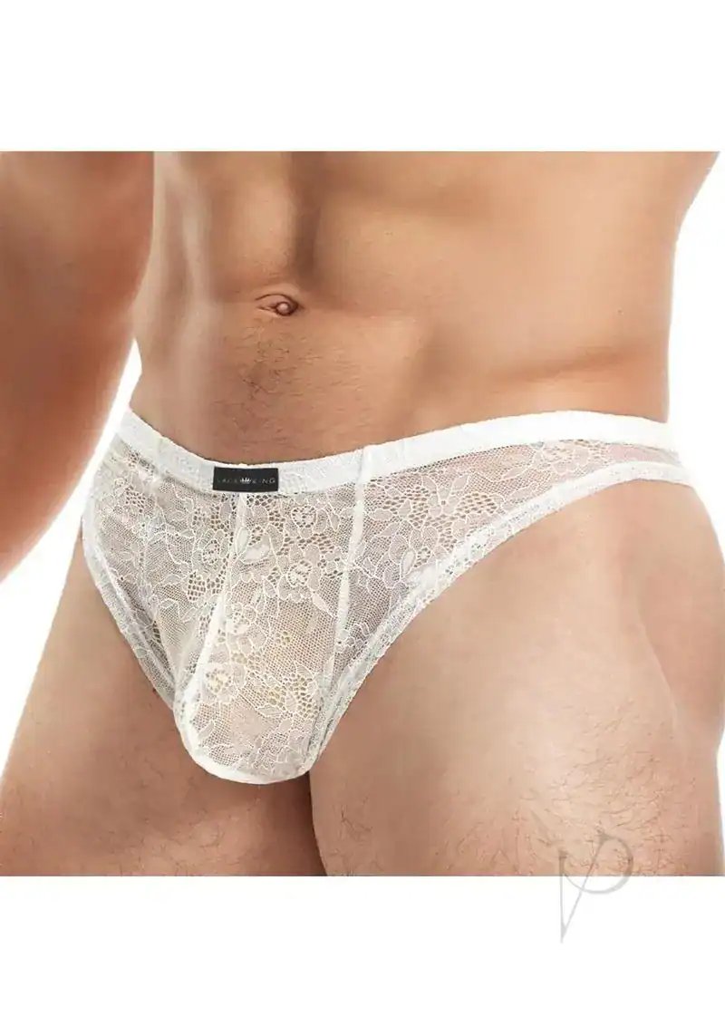 Lace King Lace Thong - Small/Medium - White - Image 2