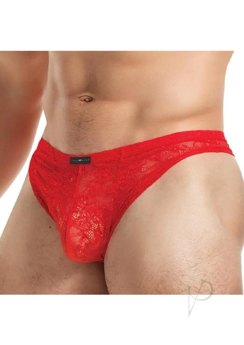 Lace King Lace Thong - Large/XLarge - Red - Image 2