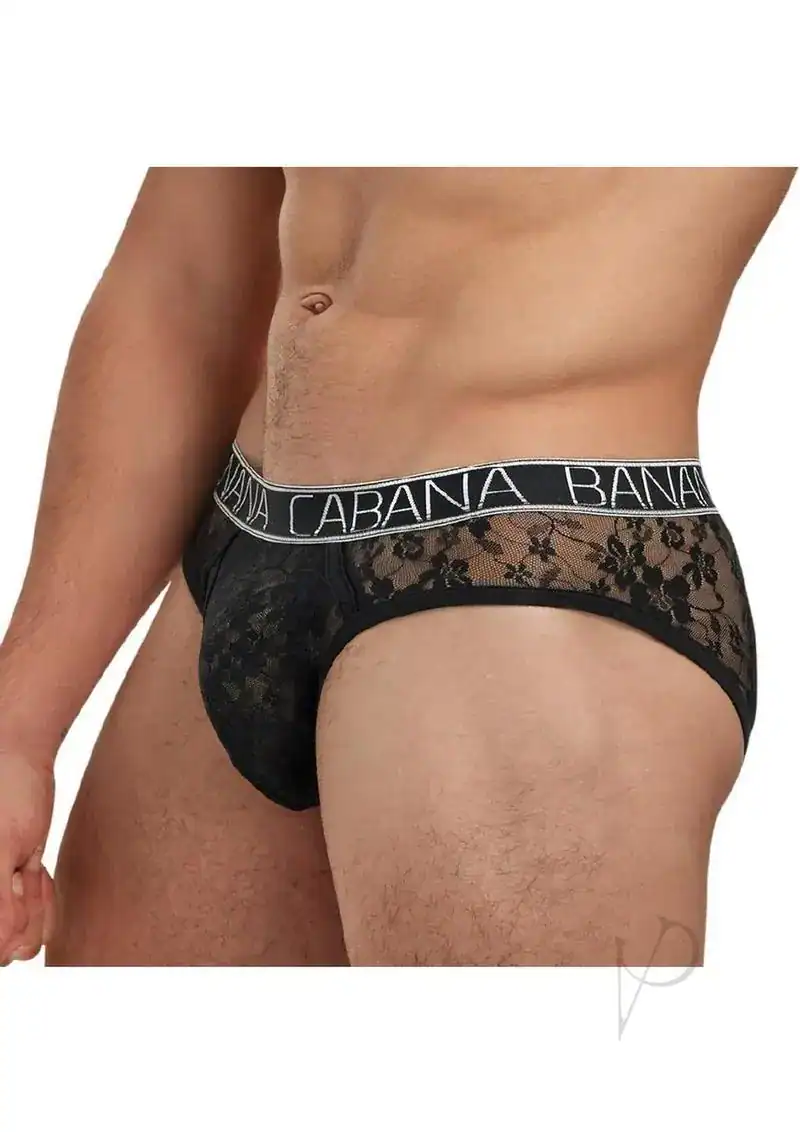 Banana Cabana Lace Nights Low Rise Brief - LG/XL - Black - Image 2