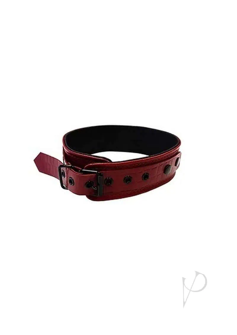 Rouge Plain Leather Collar - Burgundy - Image 4