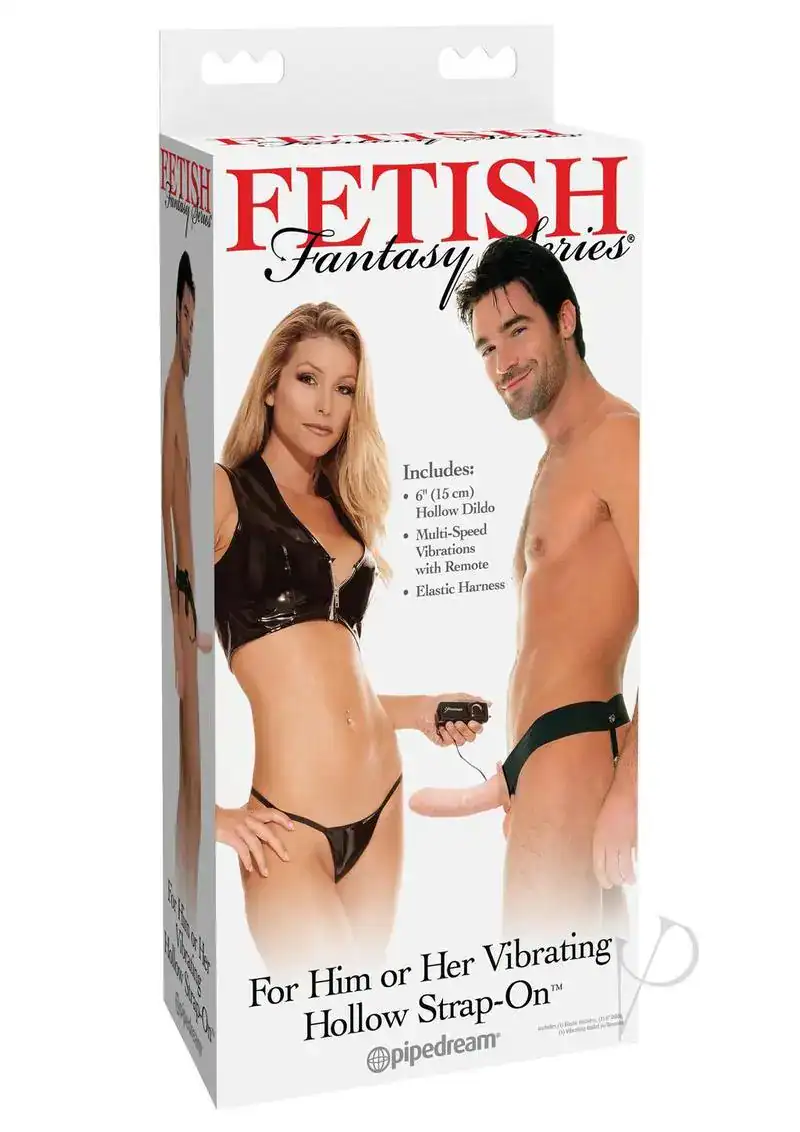 Fetish Fantasy Series for Him or Her Vibrating Hollow Strap-On - Flesh - Image 3