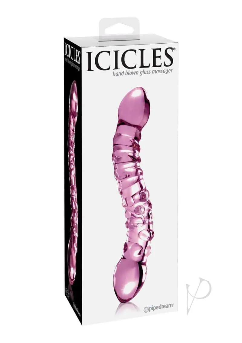 Icicles No 55 Double Sided Glass Massager Pink 7.75 Inch - Featured Image