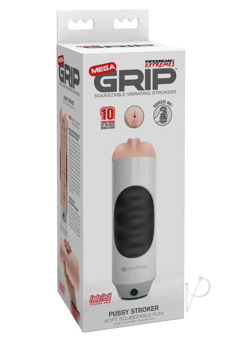 Pipedream Extreme Toyz Mega Grip Squeezable Vibrating Strokers - Pussy - Image 4