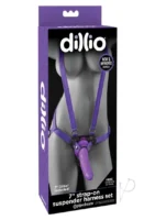 Dillio Strap-On Suspender Harness Set With Silicone Dong Purple 7 Inch - Image 1