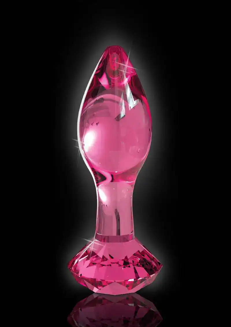 Icicles No. 79 Hand Blown Glass Diamond Butt Plug - Pink - Image 2