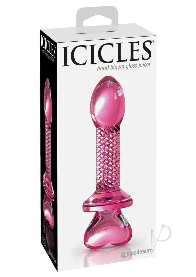 Icicles No. 82 Hand Blown Glass Butt Plug - Ribbed/Pink - Image 3