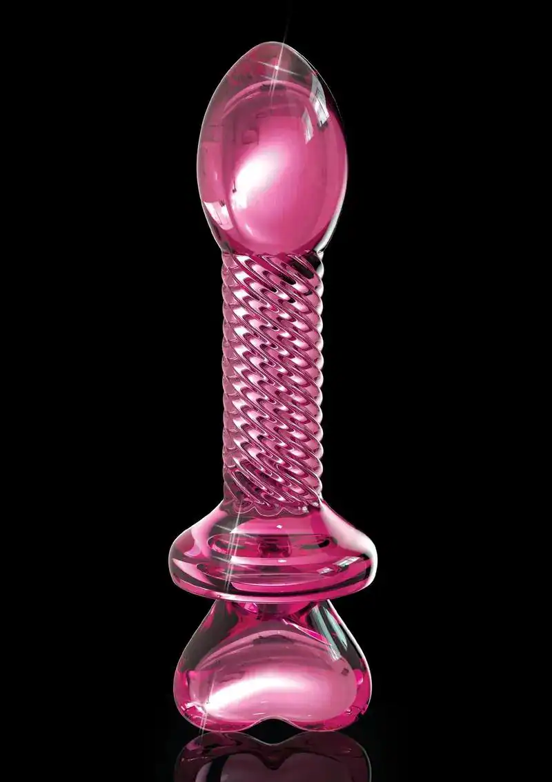 Icicles No. 82 Hand Blown Glass Butt Plug - Ribbed/Pink - Image 4