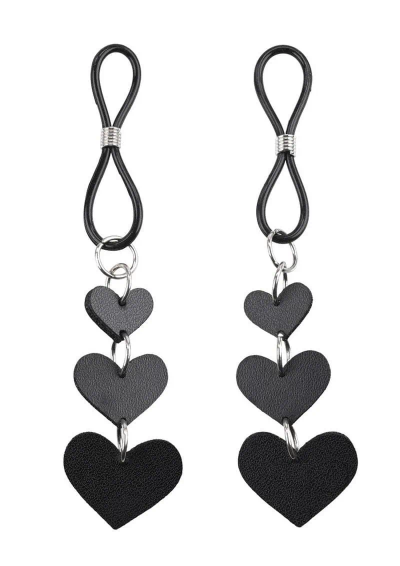 Sex & Mischief Heart Nipple Ties Black/Silver - Image 2