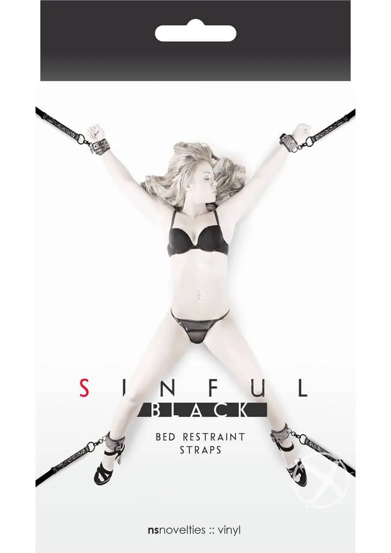 Sinful Bed Restraint Straps - Black - Image 2
