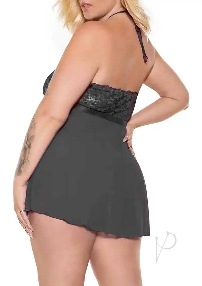 Pink Pussycat Babydoll and G-String - XLarge - Black - Image 2