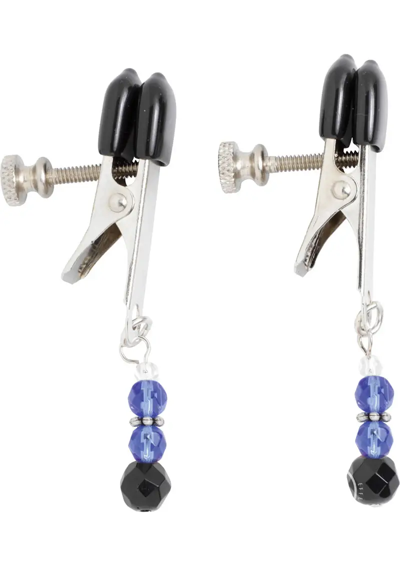 Spartacus Adjustable Broad Tip Blue Beaded Nipple Clamps - Image 2