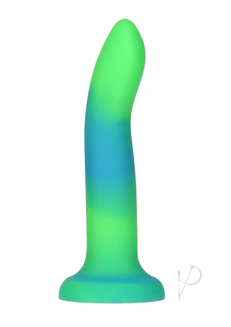 Addiction Rave Silicone Glow In The Dark Dildo 8in - Blue/Green - Image 2