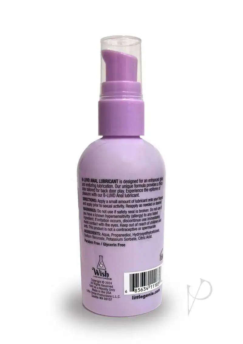 B-Luvd Anal Lubricant Water Based Gel 4oz - Image 2