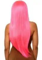 Long Straight Center Part Wig O/S Pink - Image 2