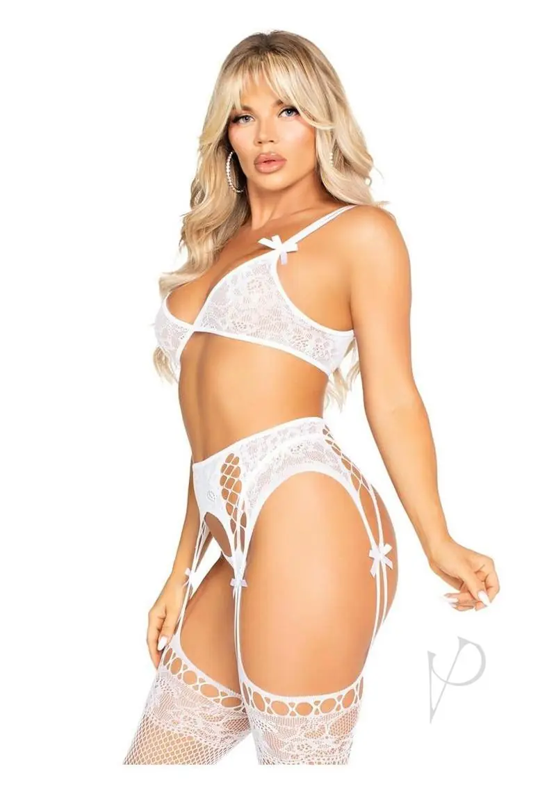 3 Pc Lace Bra Top With Dual Strap Detail White O/S - Image 2