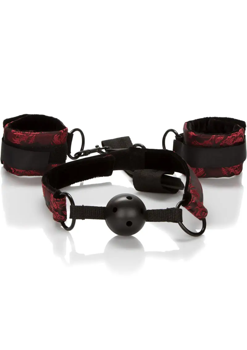 Scandal Breathable Ball Gag With Cuffs - Image 2