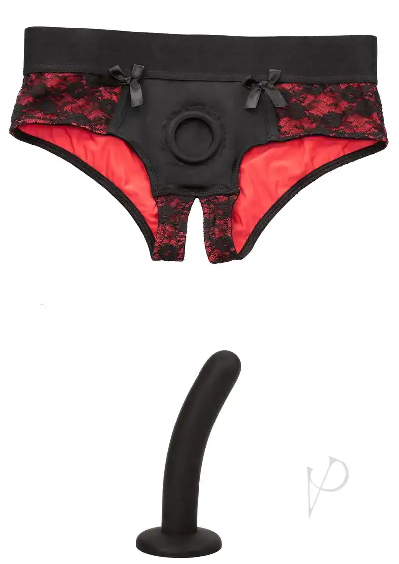 Scandal Crotchless Pegging Panty Set S/M - Red - Image 2