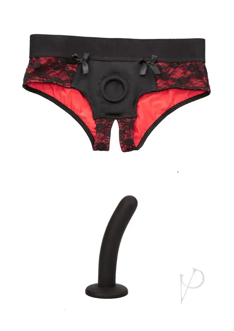 Scandal Crotchless Pegging Panty Set L/XL - Red - Image 2