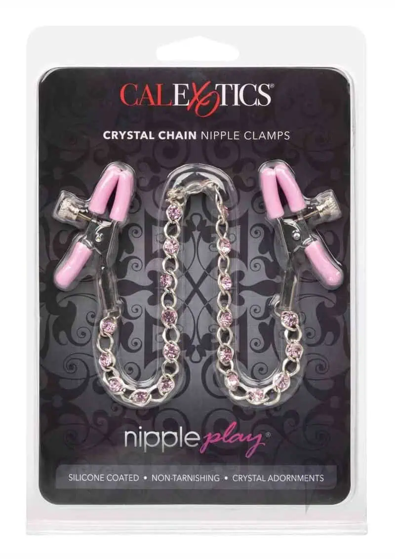 Nipple Play Crystal Chain Nipple Clamps - Pink - Image 5
