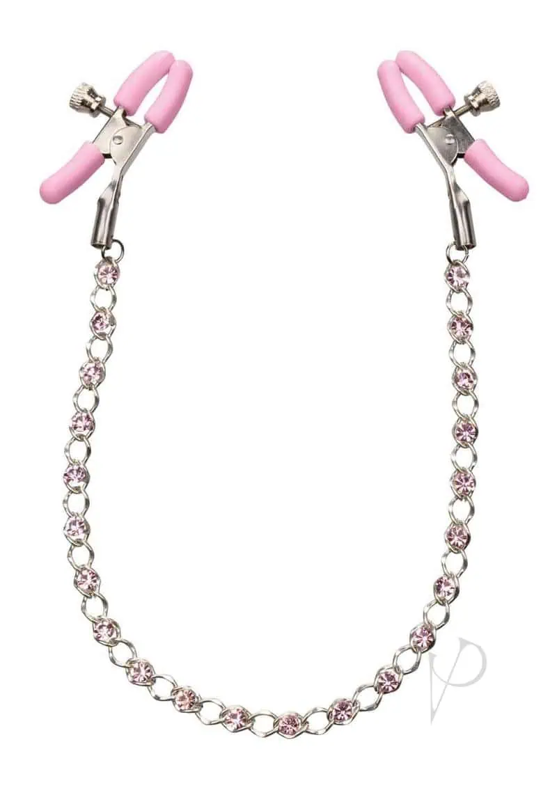Nipple Play Crystal Chain Nipple Clamps - Pink - Image 6