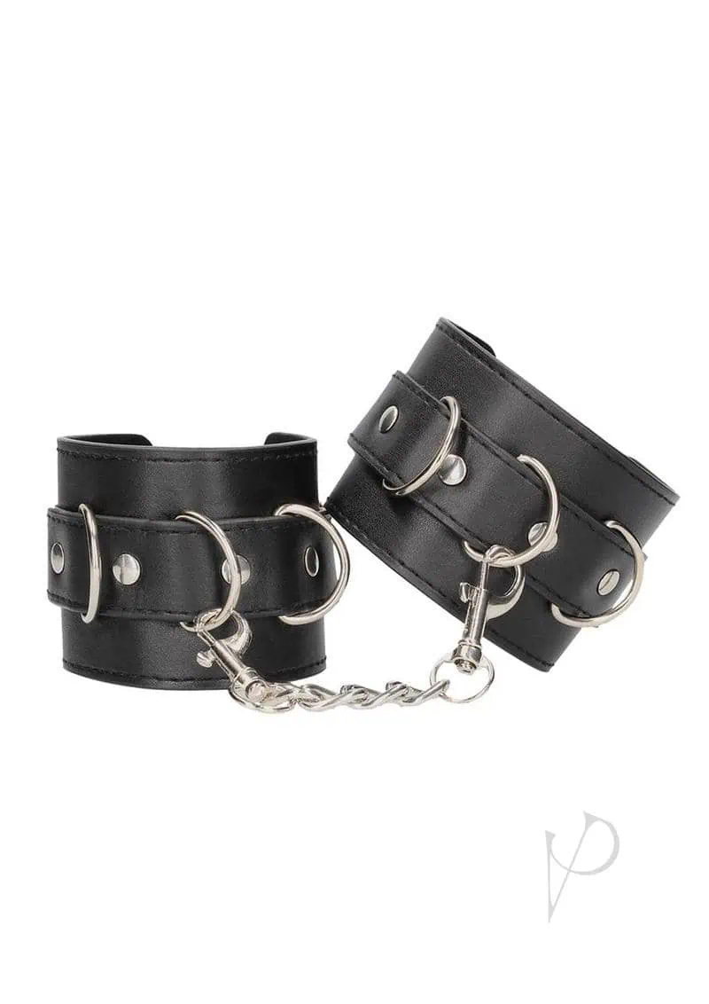 Shots Ouch Black & White Bonded Leather Hand/Ankle Cuffs - Black - Image 6