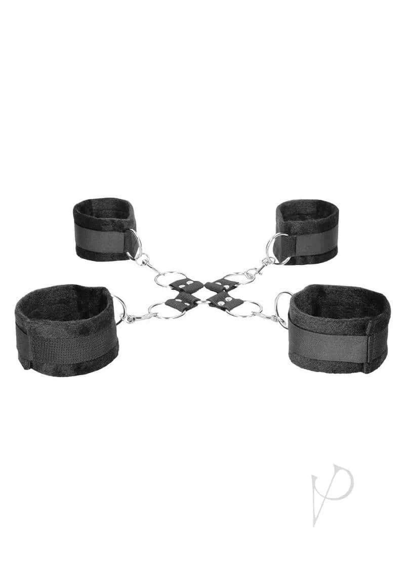 Shots Ouch Black & White Velcro Hogtie w/Hand & Ankle Cuffs - Black - Image 6