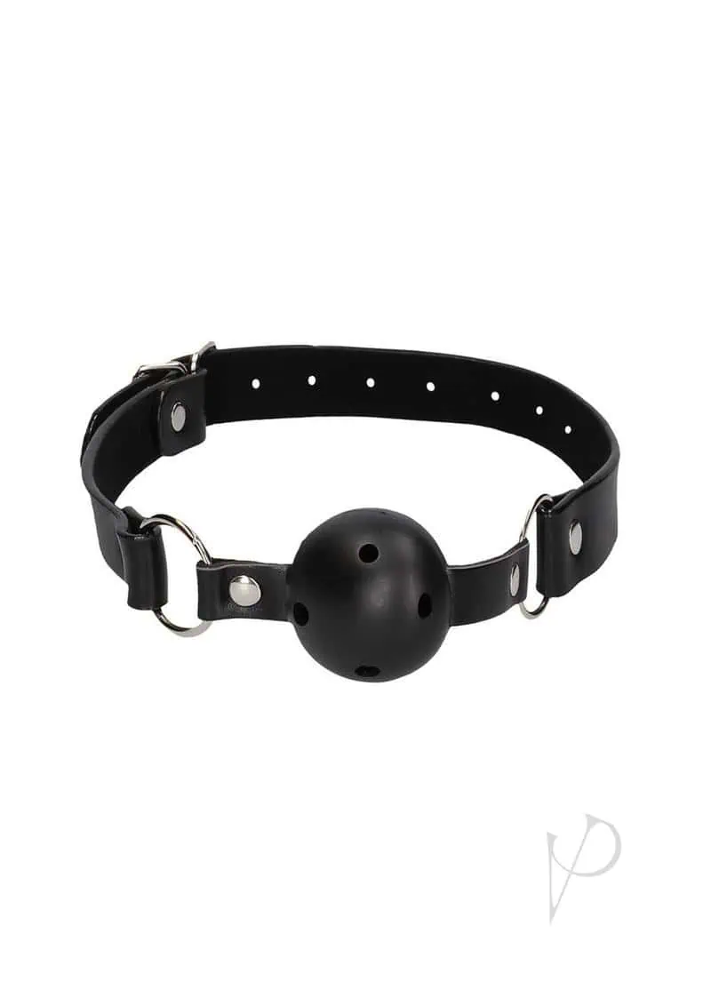 Shots Ouch Black & White Breathable Ball Gag w/Nipple Clamps - Black - Image 6