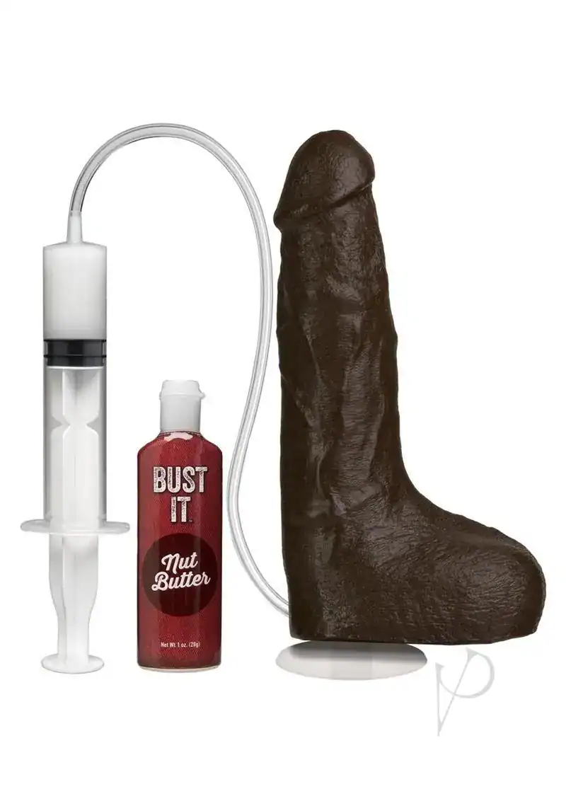 Bust It Squirting Realistic Cock w/1 oz Nut Butter - Black - Image 3