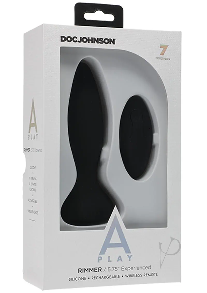 A Play Rimmer Experienced Rechargeable Silicone Anal Plug w/Remote - Black - Image 3