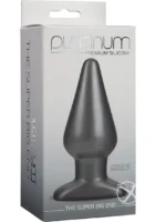 Platinum Premium Silicone The Super Big End Large Anal Butt Plug Charcoal - Image 1