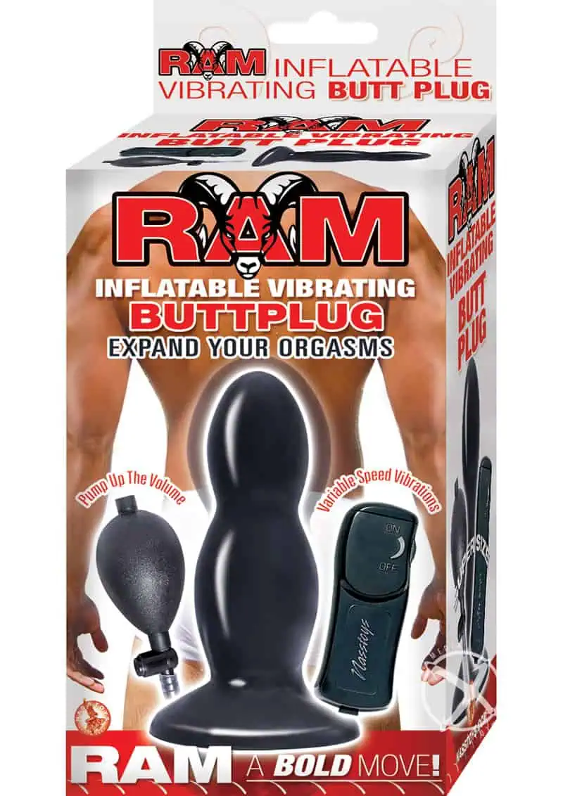 Ram Inflatable Vibrating Butt Plug - Black - Featured Image