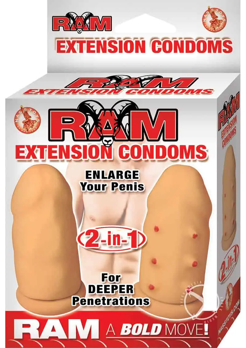 Ram Extension Condoms Latex Extender Sleeves Flesh 2 Each Per Box - Featured Image