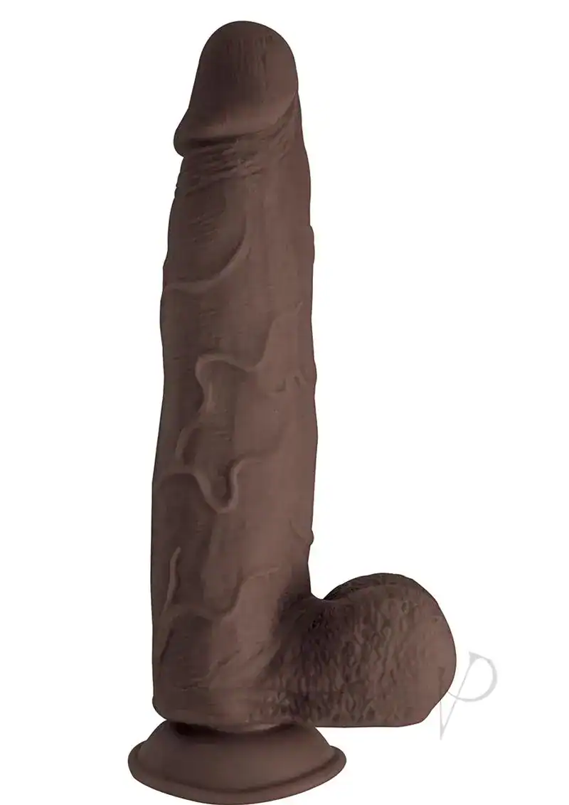 Real Cocks Dual Layered #9 Bendable Realistic Dong Waterproof 9 Inches Dark Brown - Image 2