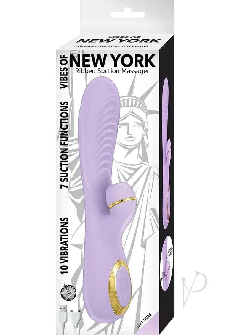 Vibes of New York Ribbed Suction Massager - Lavender - Featured Image