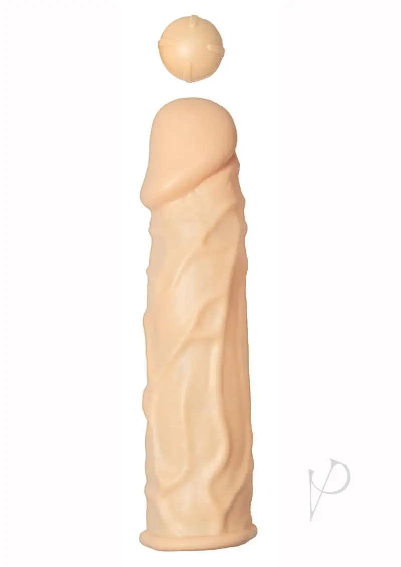 The Great Extender Silicone Vibrating Penis Sleeve 7.5in - Vanilla - Image 2