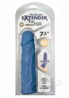 The Great Extender Silicone Vibrating Penis Sleeve 7.5in - Blue - Image 1
