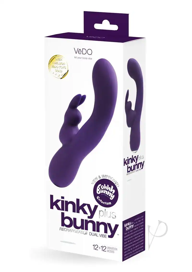 VeDO Kinky Bunny Plus Rechargeable Dual Vibe - Deep Purple - Image 4