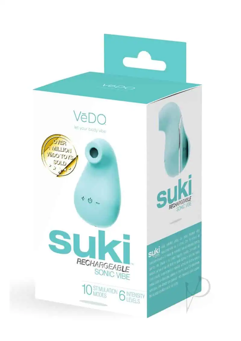 VeDO Suki Rechargeable Vibrating Sucker - Tease Me Turqouise - Image 5