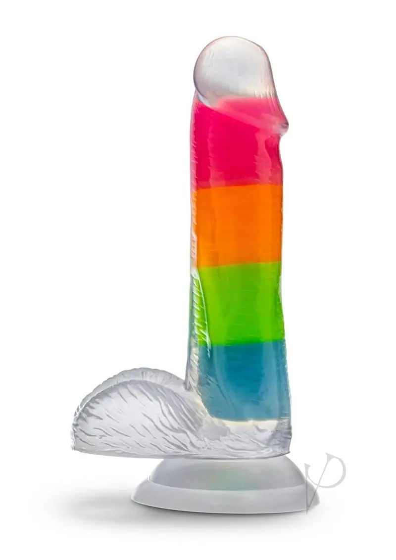 Neo Elite Glow in the Dark Silicone Rainbow Rave Dildo 6.5in - Image 2