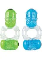 Color Pop Big O 2 Silicone Double Vibrating Cock Ring Waterproof - Assorted Colors - Image 2