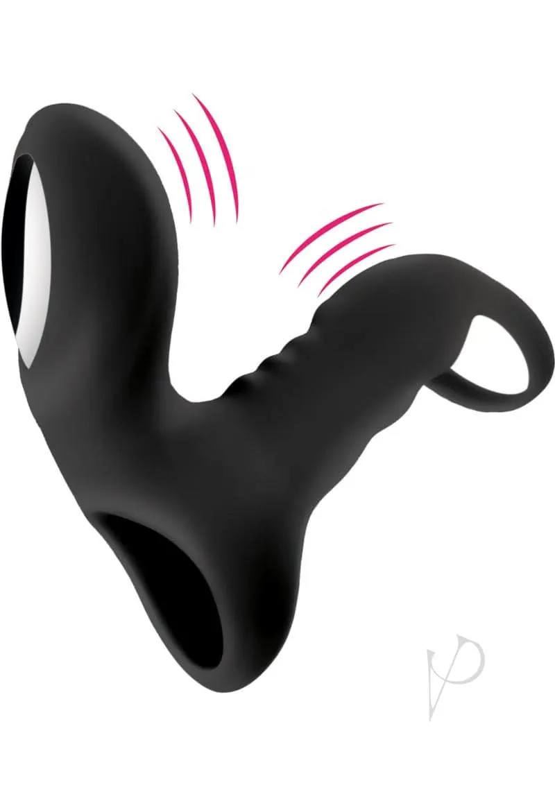Bliss Shaft Rider Vibrating Cock Ring Sleeve - Black - Image 2