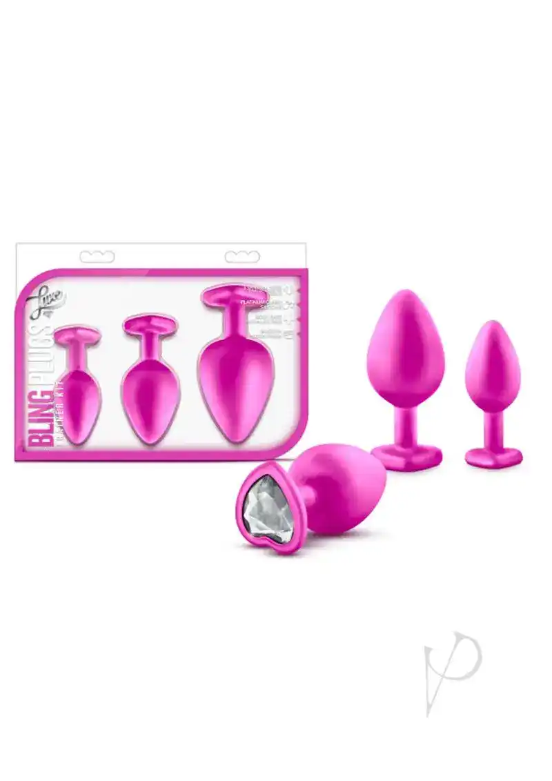 Blush Luxe Bling Plugs Training Kit - Pink w/White Gems - Image 2