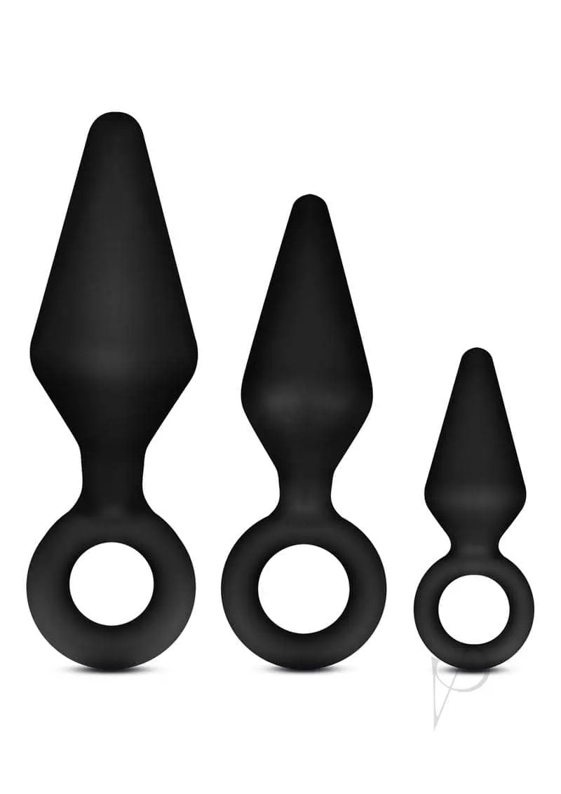 Blush Anal Adventures Platinum Silicone Loop Plug Kit - Black - Image 3