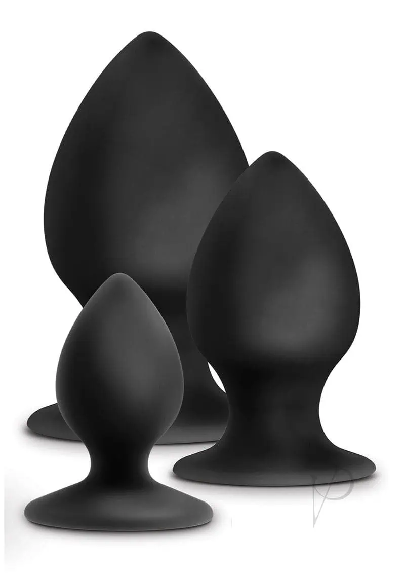 Blush Anal Adventures Platinum Silicone Anal Stout Plug Kit - Black - Image 3